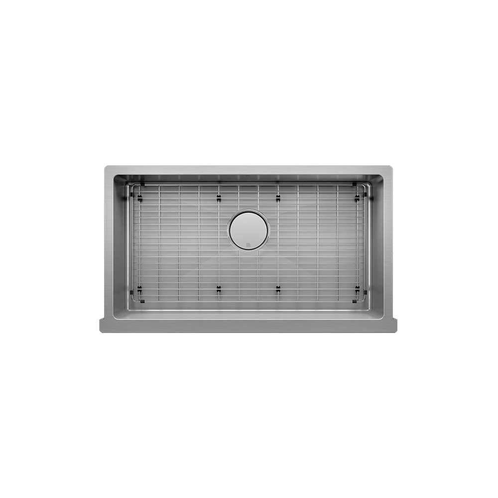 Prochef Apronfront Stainless Steel Single Bowl Kitchen Sink with Grid, 30" x 16" x 9"