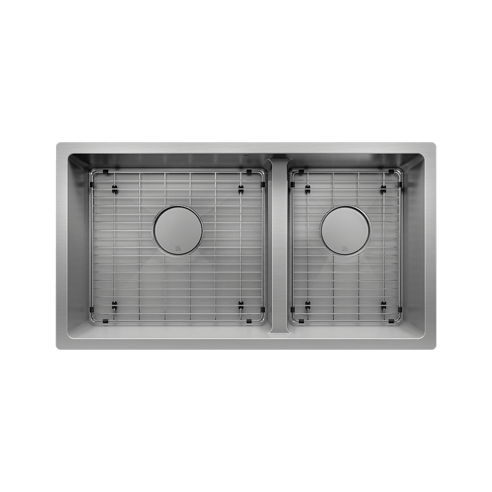 Prochef Undermount Stainless Steel 60/40 Double Bowl Kitchen Sink with Grid, 31" x 16" x 9"