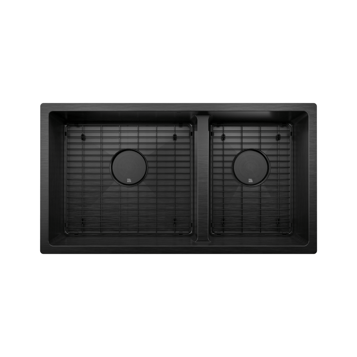 Prochef Undermount Stainless Steel 60/40 Double Bowl Kitchen Sink True Black PVD with Grid, 31" x 16" x 9"