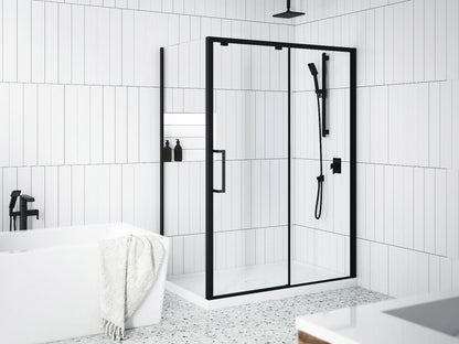 Kalia IKONIK 60” x 79” sliding shower door with 32" return panel - KP protective film - Right opening – DR1841-160-005/DR2186-005/DR1843-160-003