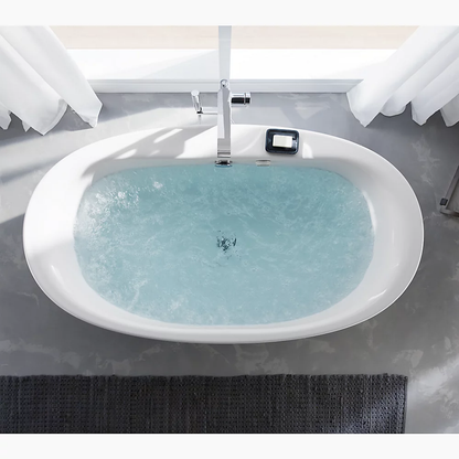 Kohler Sunstruck® 66x36" Free-Standing Heated Bubblemassage™ Air Bath With Bask® Heated Surface & Fluted Shroud