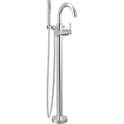 Single Handle Floor Mount Tub Filler Trim with Hand Shower
