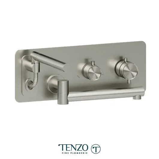 Tenzo Retractable Hose 12'' Swivel Spout Alyss Wall-Mount Tub Filler
