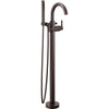 Single Handle Floor Mount Tub Filler Trim with Hand Shower