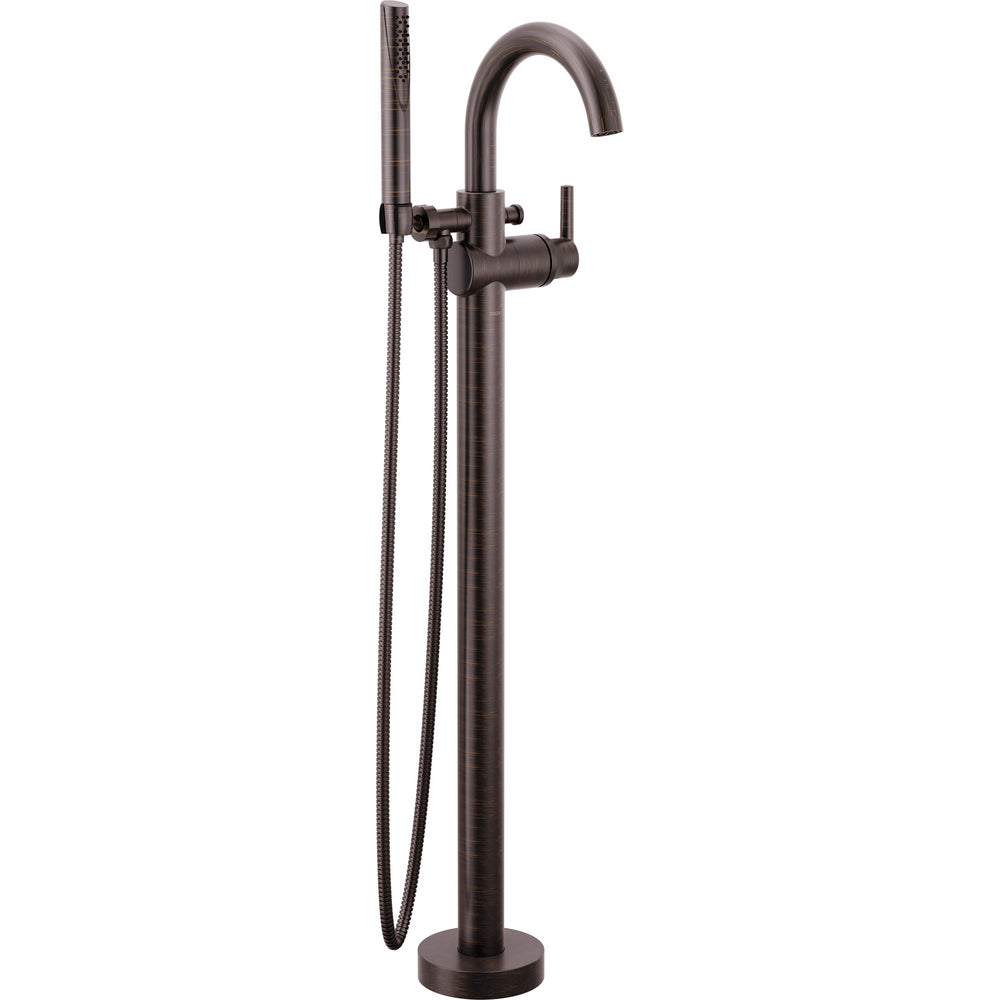 Single Handle Floor Mount Tub Filler Trim with Hand Shower