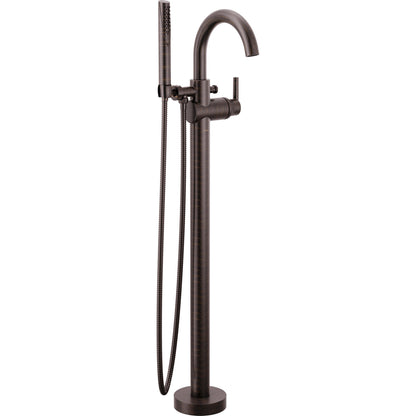 Single Handle Floor Mount Tub Filler Trim with Hand Shower