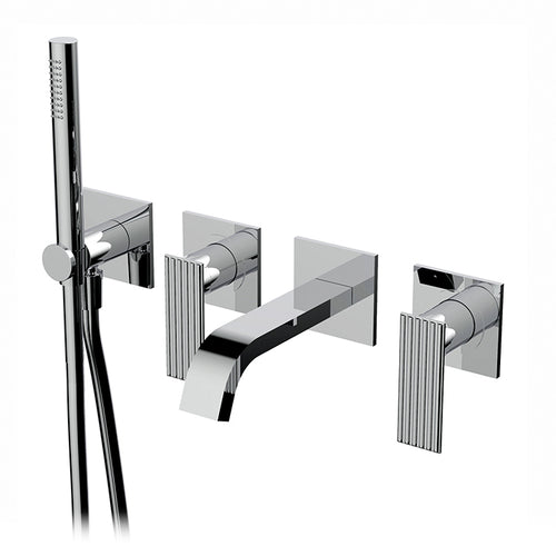Aquabrass Wallmount tub filler with handshower