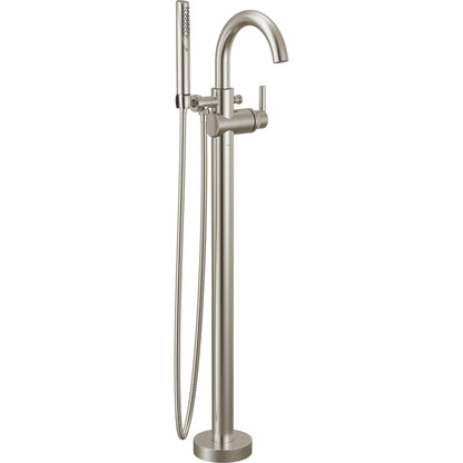 Single Handle Floor Mount Tub Filler Trim with Hand Shower