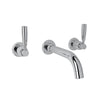 Perrin & Rowe Holborn Wall Mount Widespread Bathroom Faucet - With Metal Lever Handle.3321LS-APC/TO