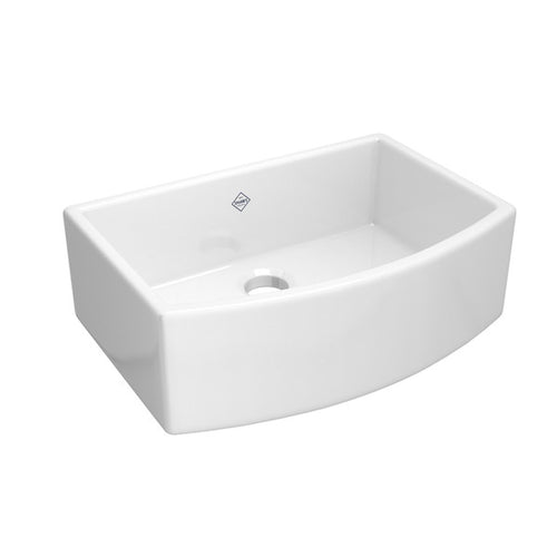 Shaws Waterside™ 30" Single Bowl Farmhouse Bowed Apron Front Fireclay Kitchen Sink
