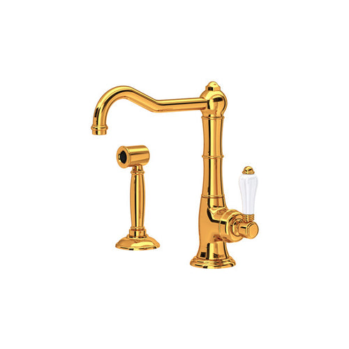 ROHL Cinquanta Single Hole Column Spout Kitchen Faucet With Sidespray