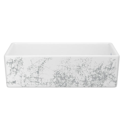Shaws Shaker™ 36" Single Bowl Farmhouse Apron Front Fireclay Kitchen Sink With Metallic Design