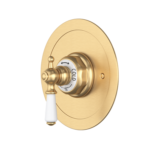 Perrin & Rowe Edwardian Era Round Thermostatic Trim Plate Without Volume Control - With Metal Lever Handle.5565L