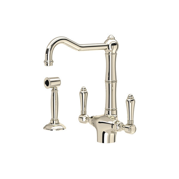 ROHL Acqui Single Hole Column Spout Kitchen Faucet With Sidespray