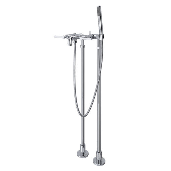 ROHL Lombardia Exposed Floor Mount Tub Filler With Handshower & Floor Pillar Legs Or Supply Unions