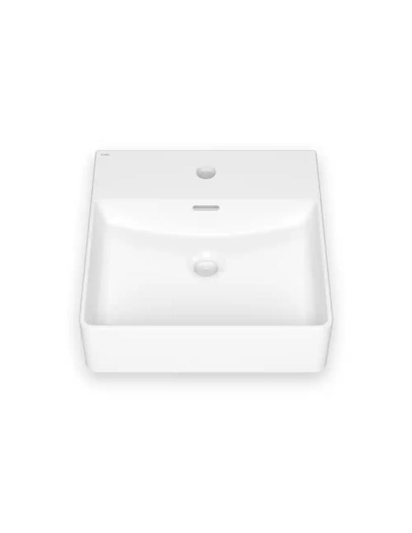 Kalia Urba - Square Washbasin With Tap Deck - Gloss Vitreous Porcelain Vessel Bathroom Sink