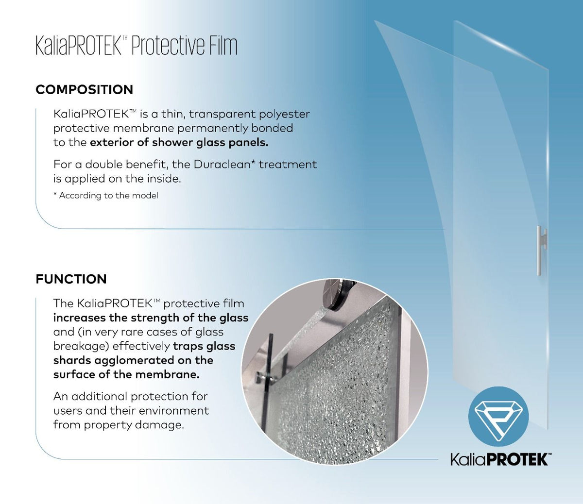 Kalia K3 60” x 77” sliding shower door with KP protective film and towel bar – DR2058-004/DR2059-110-004-001