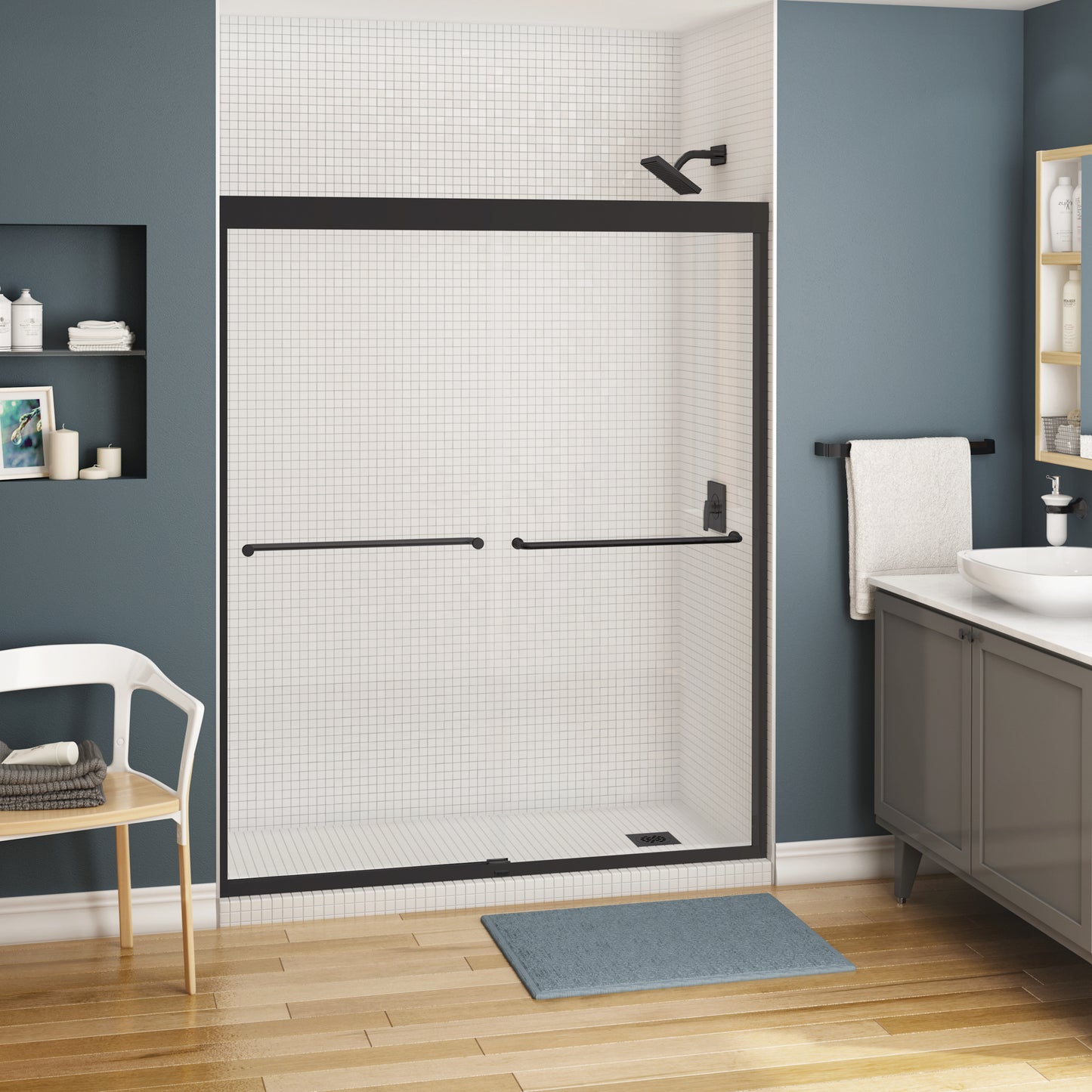 Kameleon 51-55 x 71 in. 6 mm Bypass Shower Door for Alcove Installation with Clear glass in Chrome