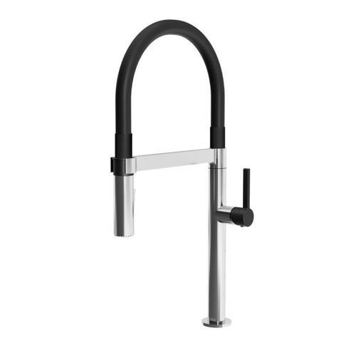Kalia EXKI Single handle kitchen faucet with black PVC spout and magnetic spray head