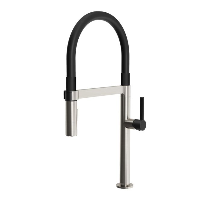 Kalia EXKI Single handle kitchen faucet with black PVC spout and magnetic spray head