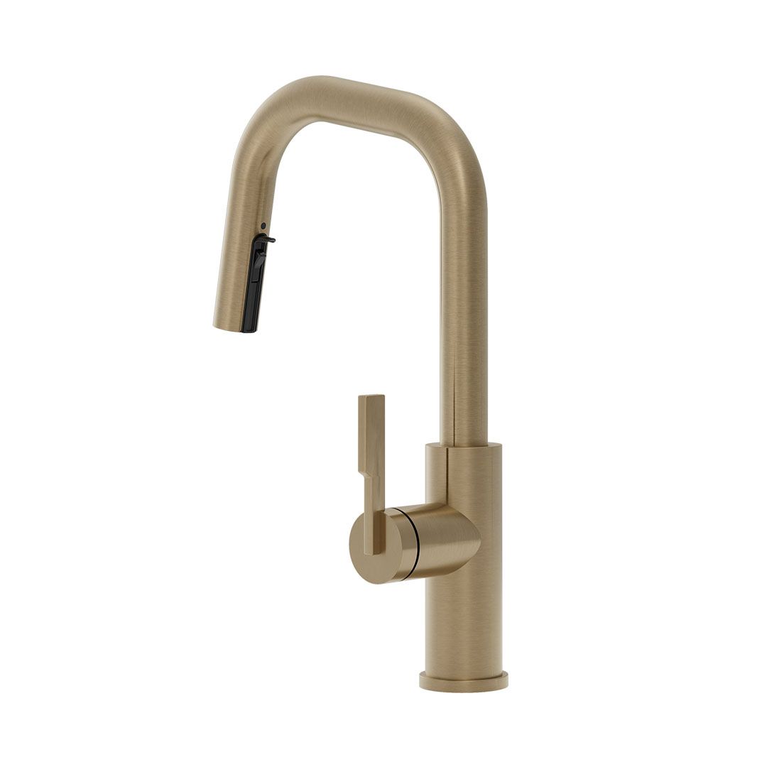Kalia FORGE Type-S BAR single handle kitchen faucet pull-down dual spray soft bronze PVD – KF2275-185