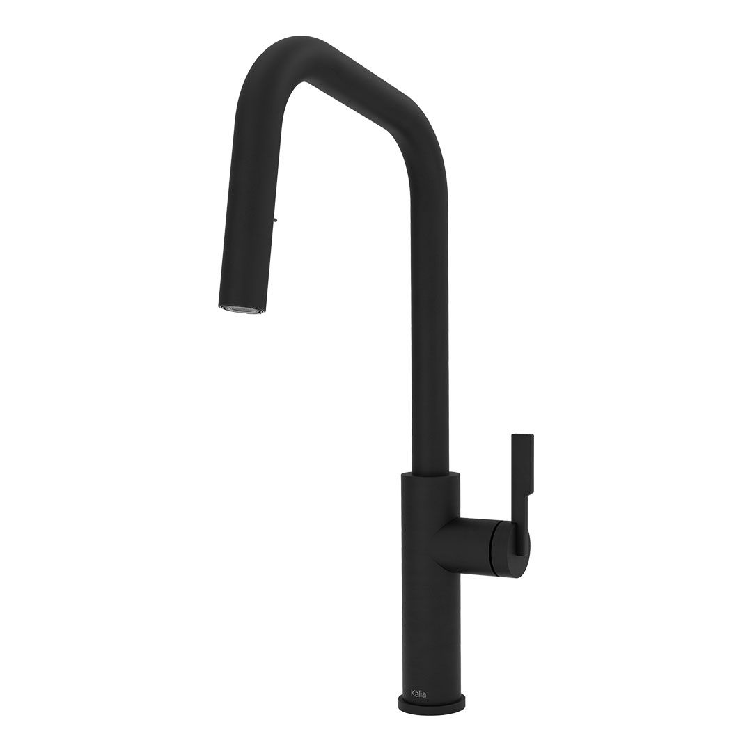 Kalia FORGE Type-S single handle kitchen faucet pull-down dual spray matte black – KF2276-160