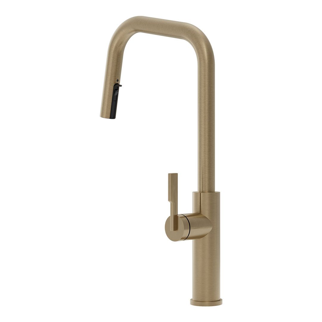 Kalia FORGE Type-S single handle kitchen faucet pull-down dual spray soft bronze PVD – KF2276-185