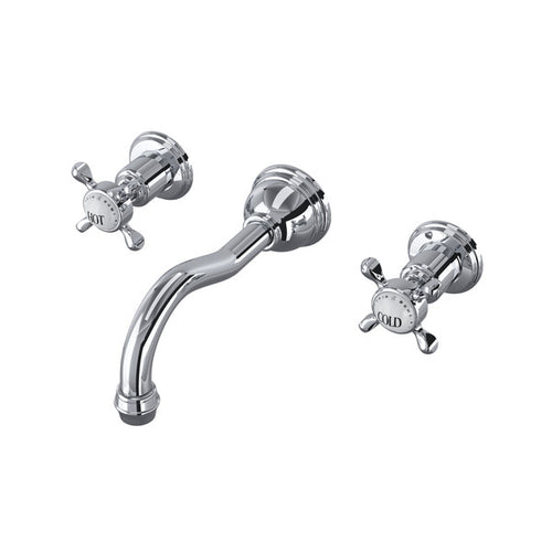Perrin & Rowe Edwardian™ Wall Mount Lavatory Faucet Trim With Column Spout With Cross Handle