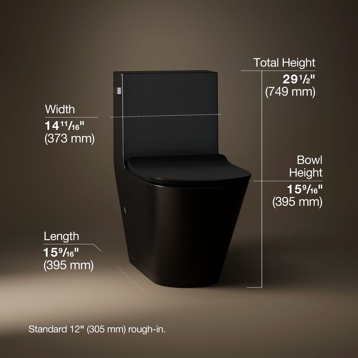 Kohler 22378-TBH-HB1 3/4 view of product with dimensions