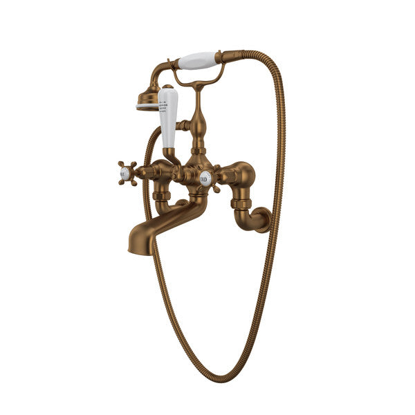 Perrin & Rowe Edwardian Exposed Wall Mount Tub Filler with Handshower