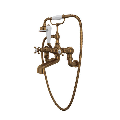 Perrin & Rowe Edwardian Exposed Wall Mount Tub Filler with Handshower