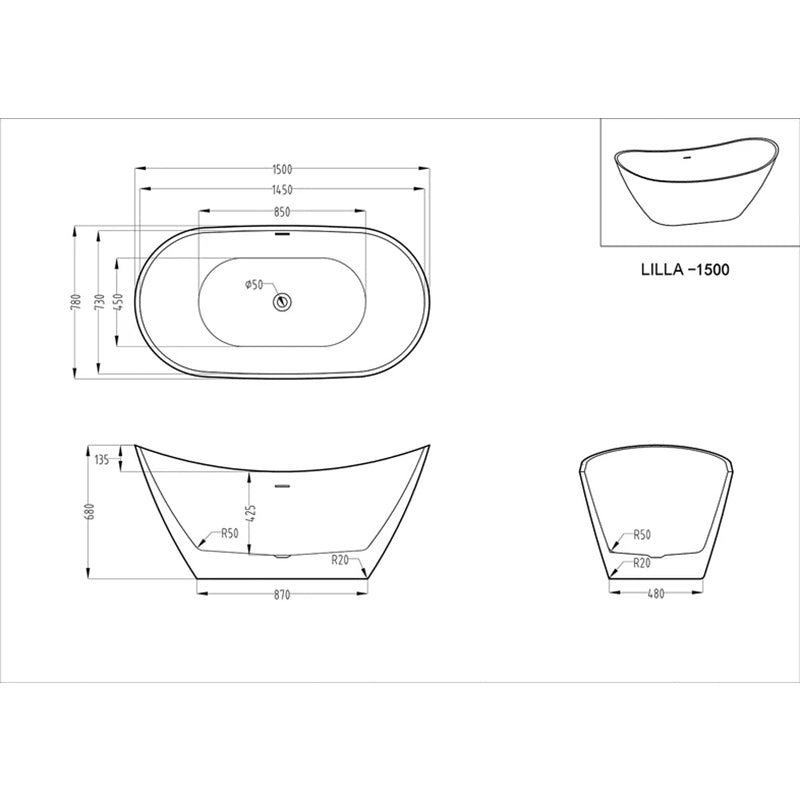 Lilia One - Piece Freestanding Bathtub - Golzar Home