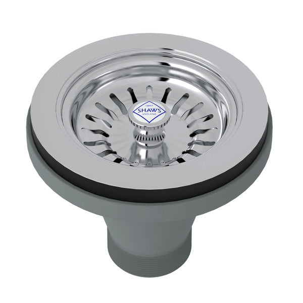 Shaws Manual Basket Strainer With Logo Branded White Porcelain Pull Knob