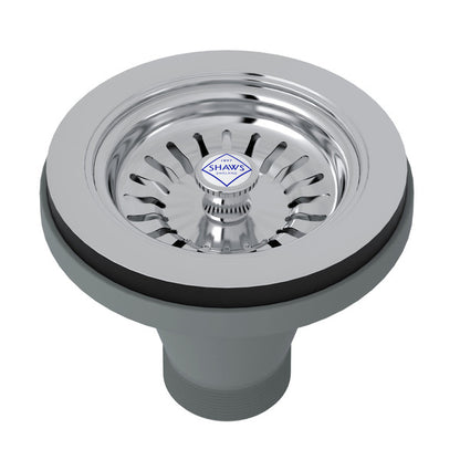 Shaws Manual Basket Strainer With Logo Branded White Porcelain Pull Knob