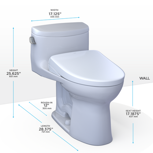 Toto Supreme® II WASHLET®+ S7 One-Piece Toilet Elongated - 1.28 GPF