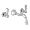 Perrin & Rowe Georgian Era Wall Mount Widespread Bathroom Faucet - Polished Chrome With Metal Lever Handle.3793LS-APC/TO