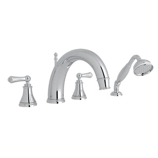 Perrin & Rowe Georgian Era 4-Hole C-spout With Hand Shower - Lever Handle Deck-Mount Tub Filler