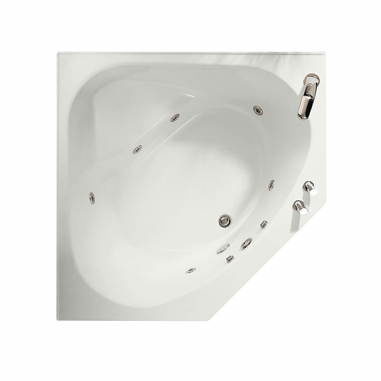 Tandem II 6060 Acrylic Corner Center Drain Bathtub in White