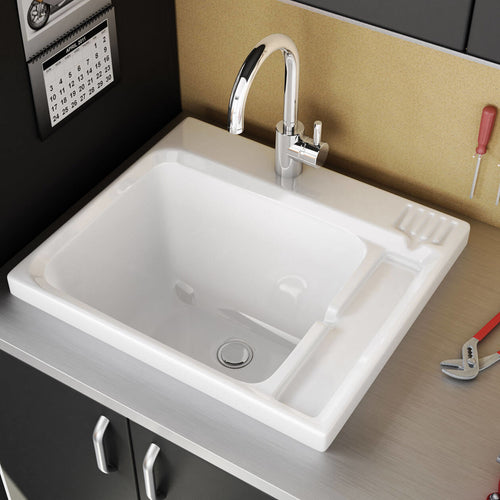 Evia 25 x 22 Acrylic Single Bowl Sink in White