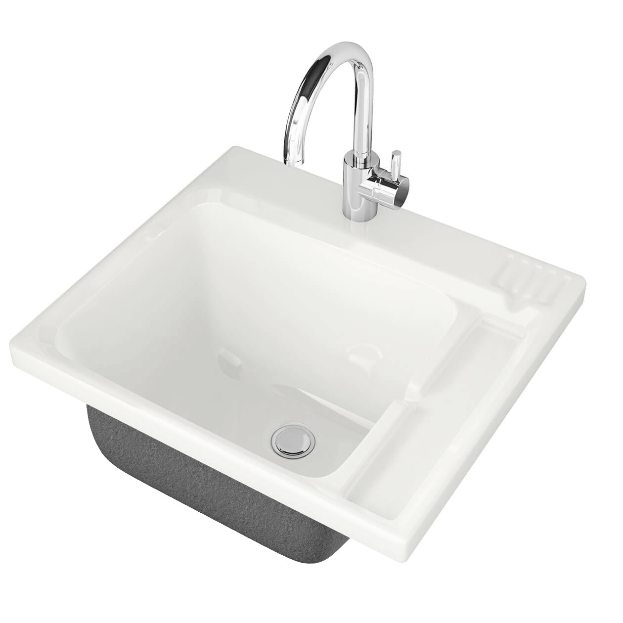 Evia 25 x 22 Acrylic Single Bowl Sink in White