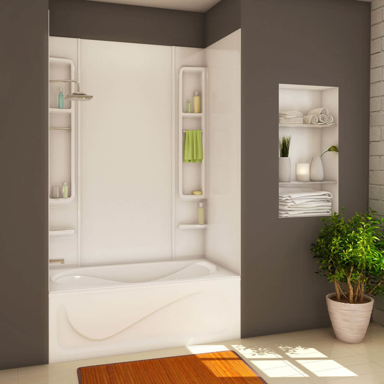 Finesse 80 61 x 34 Acrylic Glue up Five-Piece Tub Wall Surround in White