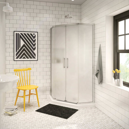 Neo-Angle Base 38 3 in. 38 x 38 Acrylic Corner Left or Right Shower Base with Corner Drain in White
