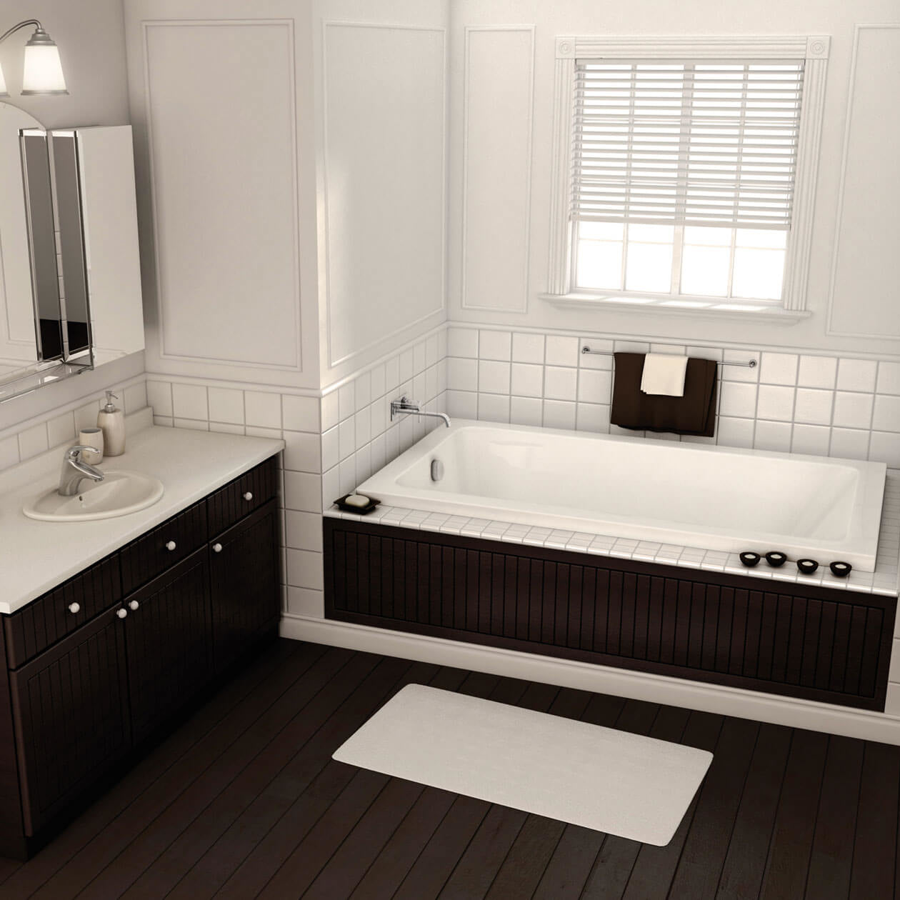 Pose 6632 Acrylic Drop-in End Drain Bathtub in White
