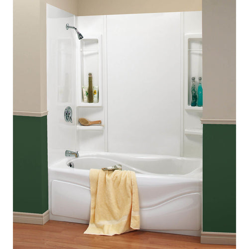 Finesse 59 61 x 34 Polystyrene Glue up Five-Piece Tub Wall Surround in White