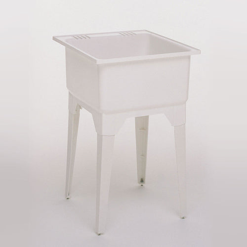 Super Poly Single 25 x 23 Polypropylene Single Bowl Sink in White - 6 Pack