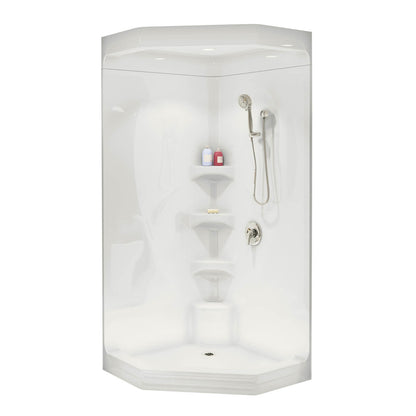 Equinox II 40 x 40 Acrylic Corner Center Drain One-Piece Shower in White