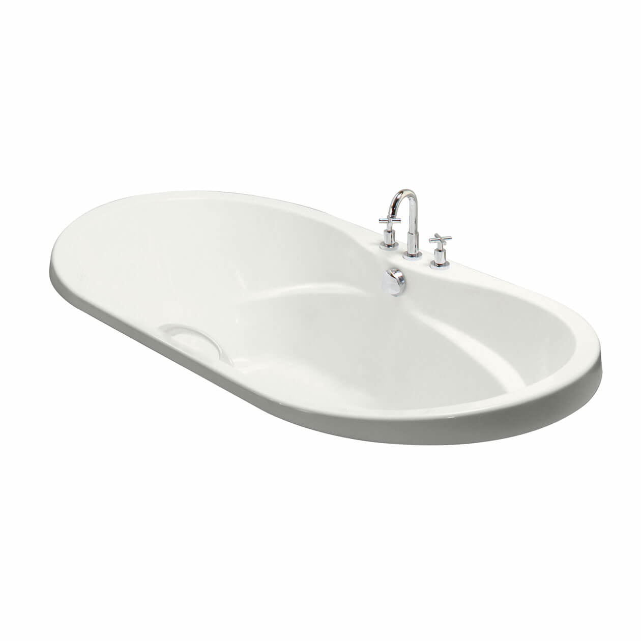 Living 6642 Acrylic Drop-in Center Drain Bathtub in White