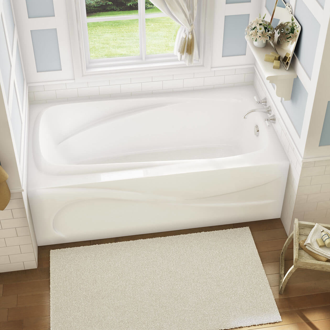 Santorini 60 x 32 Acrylic Alcove Left-Hand Drain Bathtub in White