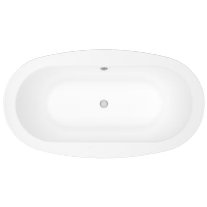 Jazz F 66 x 36 Acrylic Freestanding Center Drain Bathtub in White with White Skirt