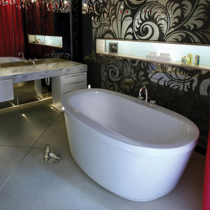Jazz F 66 x 36 Acrylic Freestanding Center Drain Bathtub in White with White Skirt